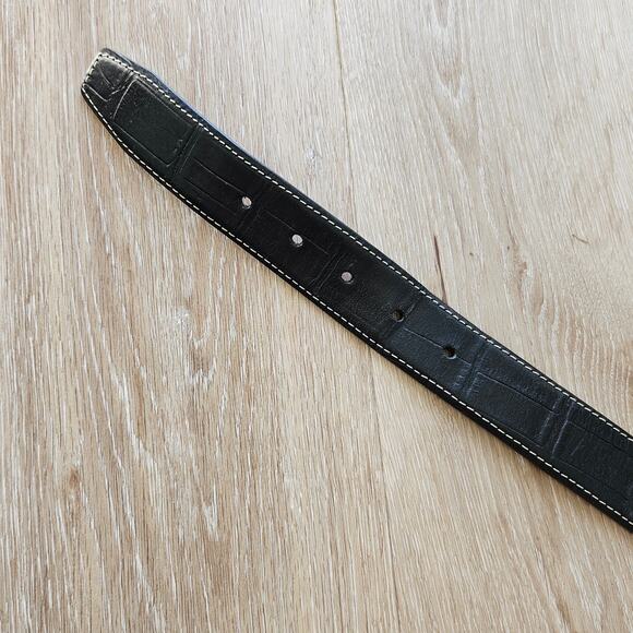 Fullum & Holt Black Croc Embossed Leather Belt sz 44/110 Minimalist Casual Work - Picture 4 of 7